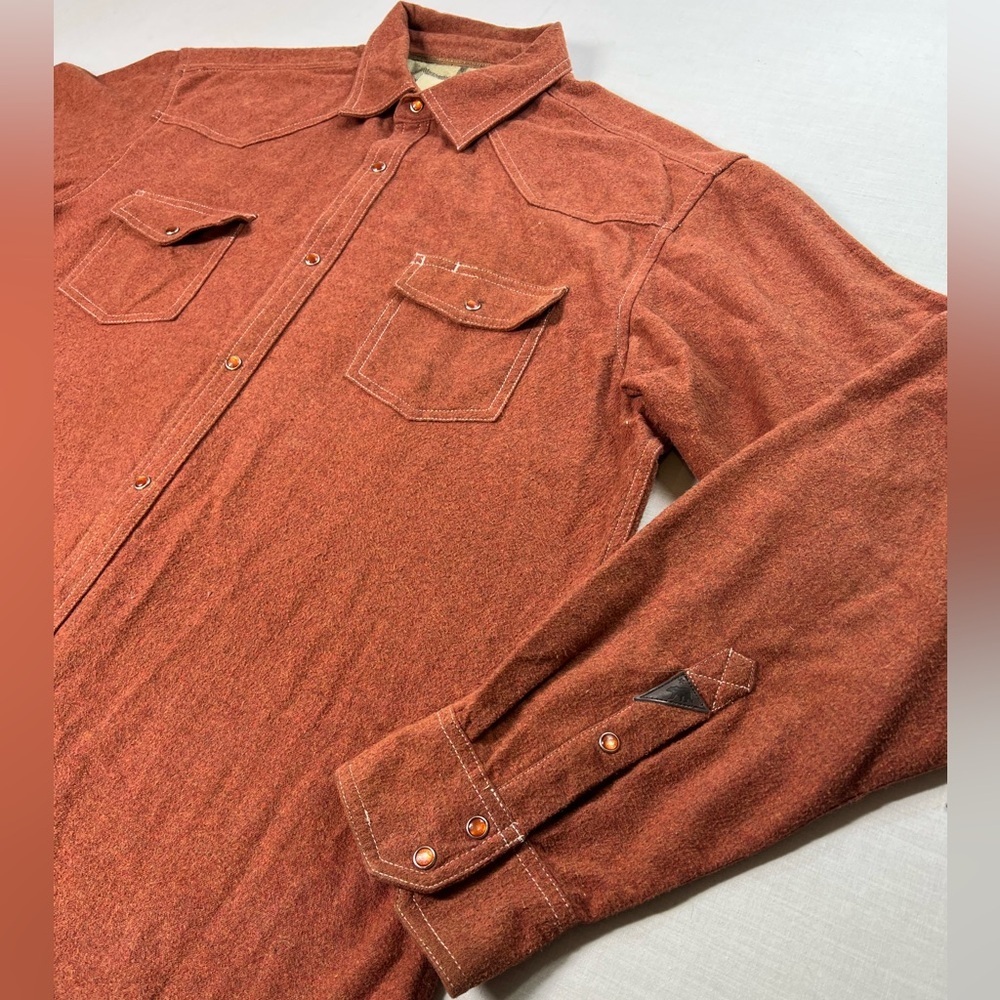 Dakota Grizzly Western Pearl Snap Shacket Mens XL Rust Orange - Picture 3 of 12